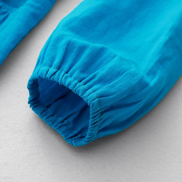 Buddha Stones無地 長袖 レースアップデザイン レディース コットン ミディドレス ポケット付き - image 7