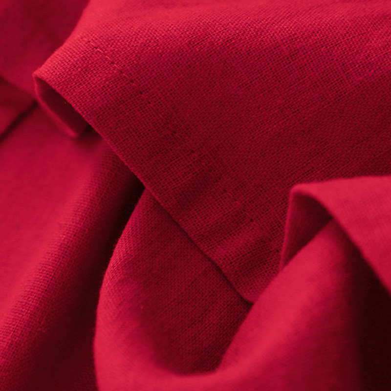 Buddha Stones無地 長袖 レースアップデザイン レディース コットン ミディドレス ポケット付き - image 20