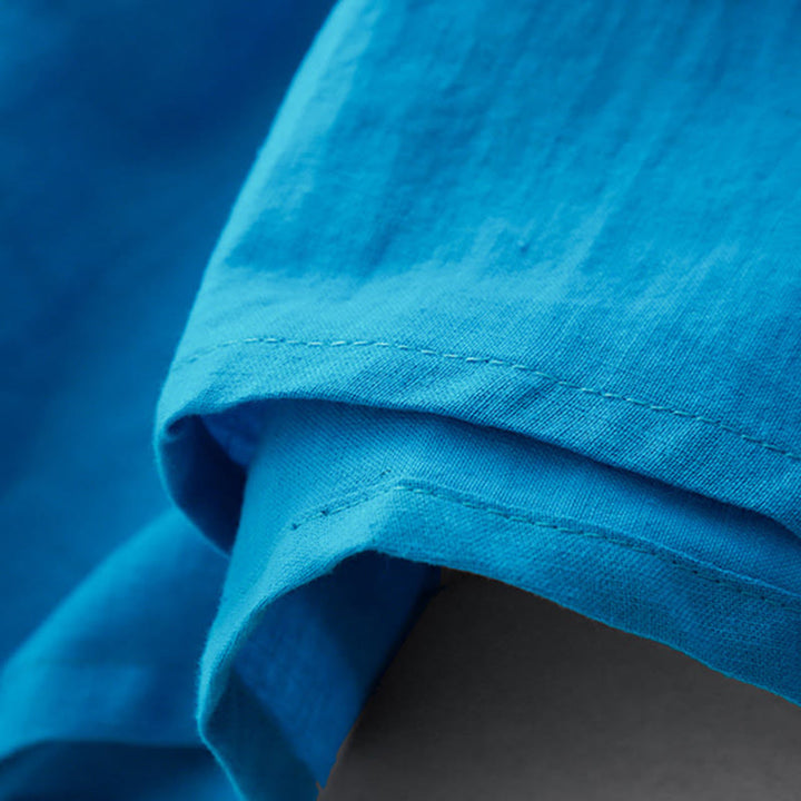 Buddha Stones無地 長袖 レースアップデザイン レディース コットン ミディドレス ポケット付き - image 9