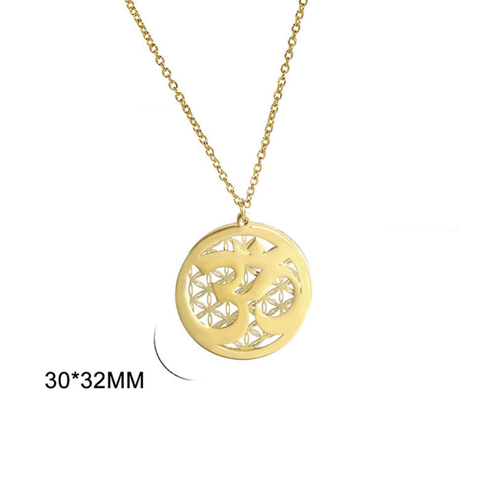 Buddha Stonesオムシンボル 中空花デザイン ステンレススチール コネクションネックレス ペンダント - image 12