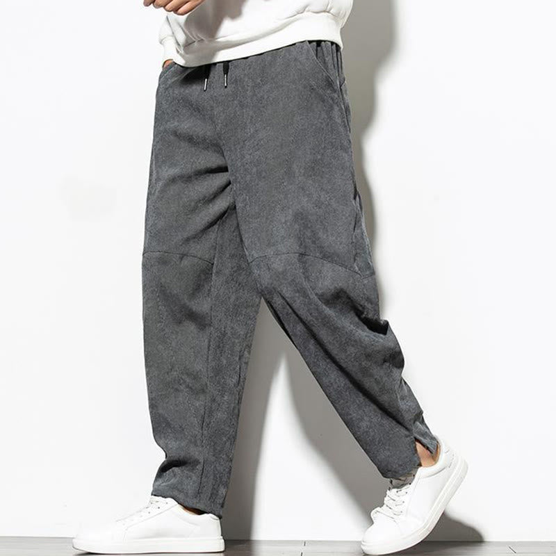 Buddha Stones秋冬 ピュアカラー メンズ コットン コーデュロイ テーパードパンツ ポケット付き - image 2