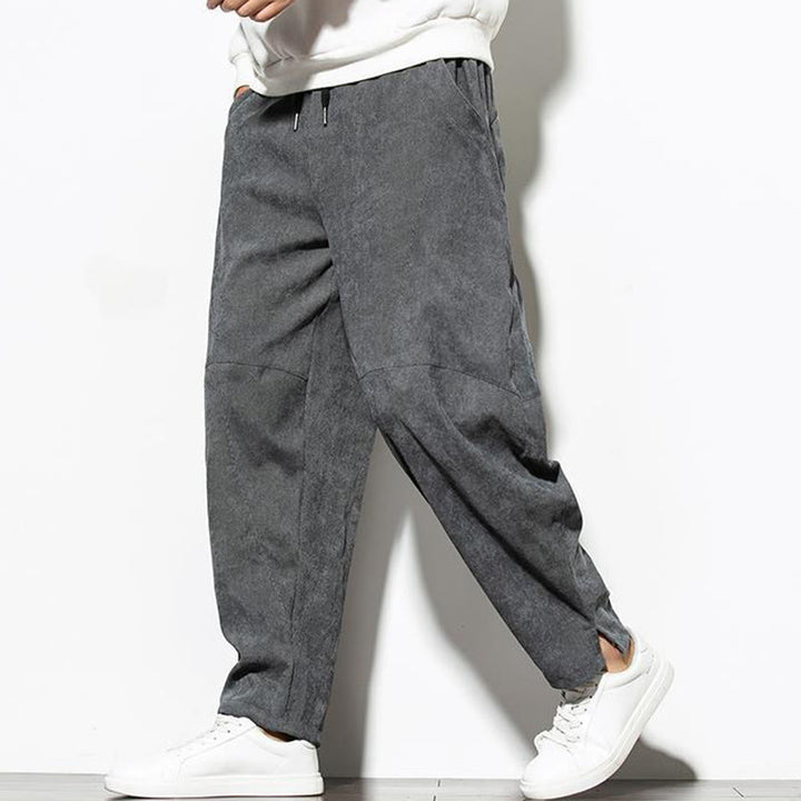 Buddha Stones秋冬 ピュアカラー メンズ コットン コーデュロイ テーパードパンツ ポケット付き - image 2