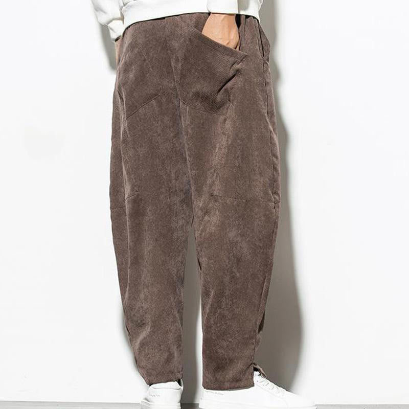 Buddha Stones秋冬 ピュアカラー メンズ コットン コーデュロイ テーパードパンツ ポケット付き - image 28