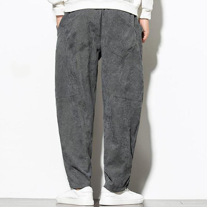 Buddha Stones秋冬 ピュアカラー メンズ コットン コーデュロイ テーパードパンツ ポケット付き - image 6