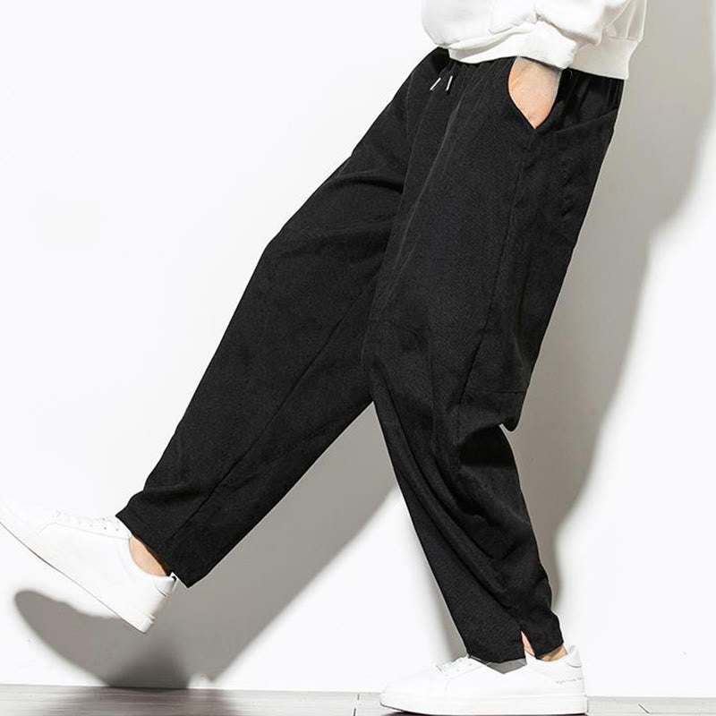 Buddha Stones秋冬 ピュアカラー メンズ コットン コーデュロイ テーパードパンツ ポケット付き - image 17