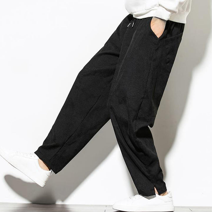 Buddha Stones秋冬 ピュアカラー メンズ コットン コーデュロイ テーパードパンツ ポケット付き - image 17