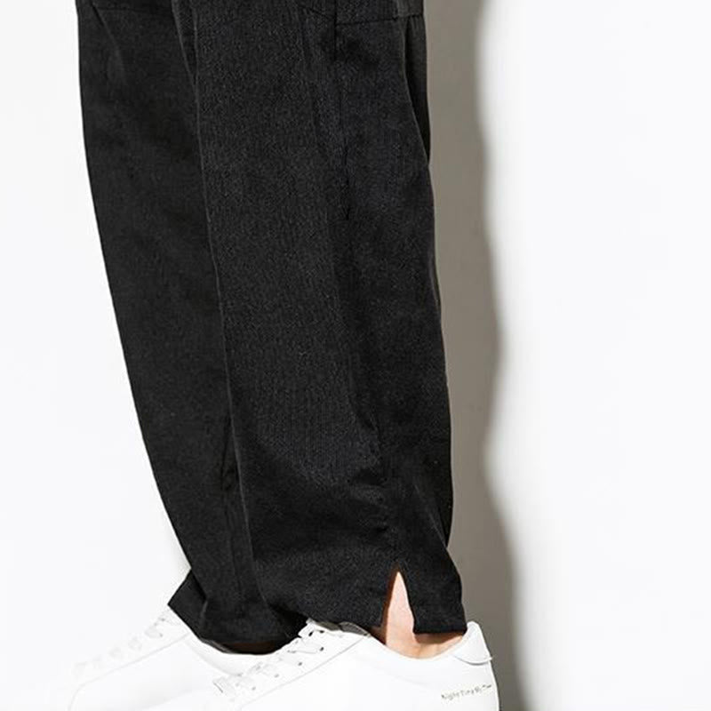 Buddha Stones秋冬 ピュアカラー メンズ コットン コーデュロイ テーパードパンツ ポケット付き - image 21