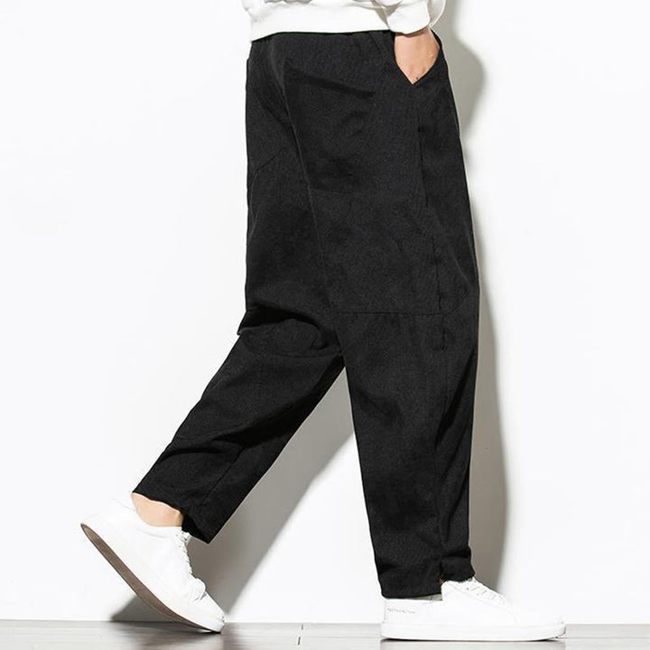 Buddha Stones秋冬 ピュアカラー メンズ コットン コーデュロイ テーパードパンツ ポケット付き - image 16