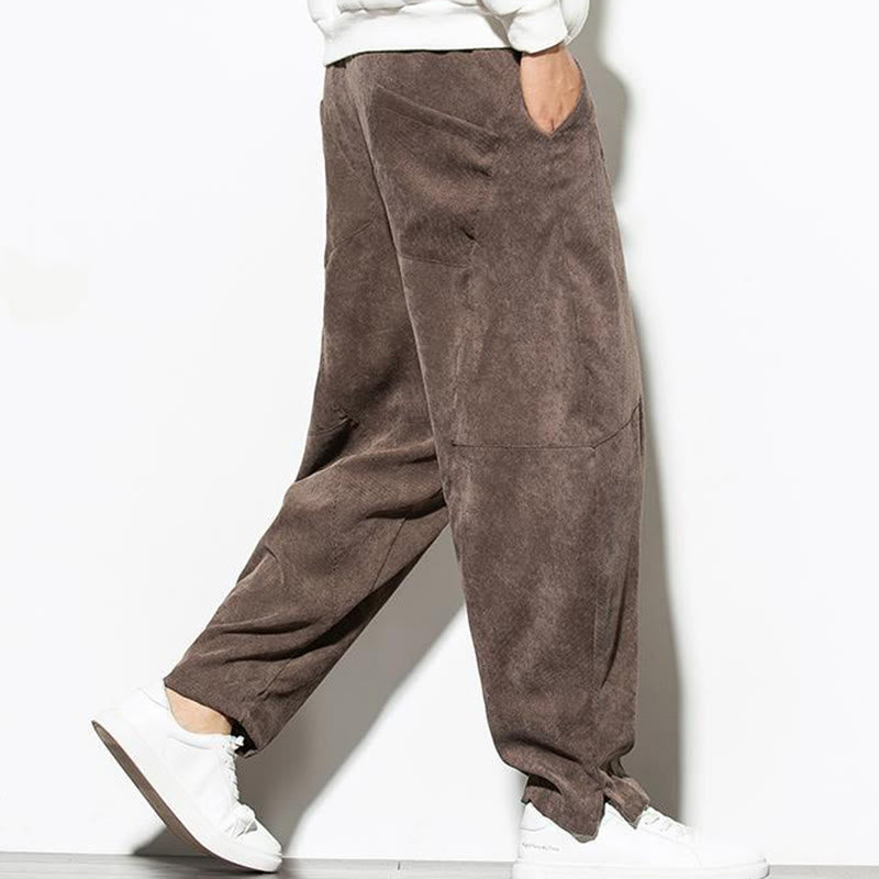 Buddha Stones秋冬 ピュアカラー メンズ コットン コーデュロイ テーパードパンツ ポケット付き - image 30