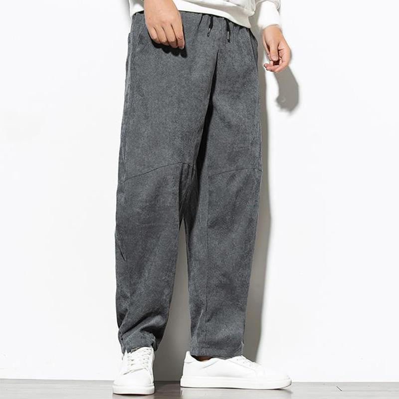 Buddha Stones秋冬 ピュアカラー メンズ コットン コーデュロイ テーパードパンツ ポケット付き - image 4