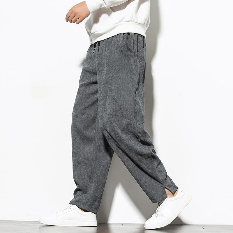 Buddha Stones秋冬 ピュアカラー メンズ コットン コーデュロイ テーパードパンツ ポケット付き - スレートグレー - US/UK/AU46、 EU56 (5XL) - image 0