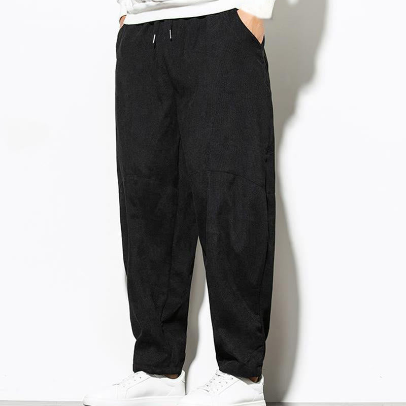 Buddha Stones秋冬 ピュアカラー メンズ コットン コーデュロイ テーパードパンツ ポケット付き - image 14