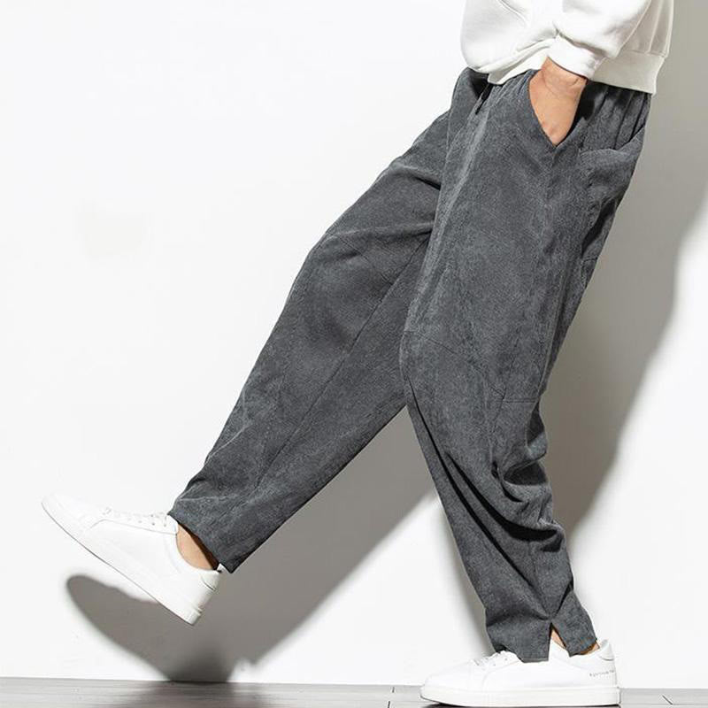 Buddha Stones秋冬 ピュアカラー メンズ コットン コーデュロイ テーパードパンツ ポケット付き - image 8