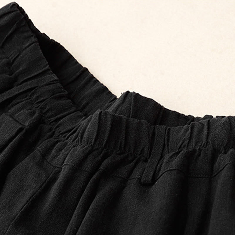 Buddha Stones無地コットン レディース ワイドレッグパンツ ポケット付き - image 2