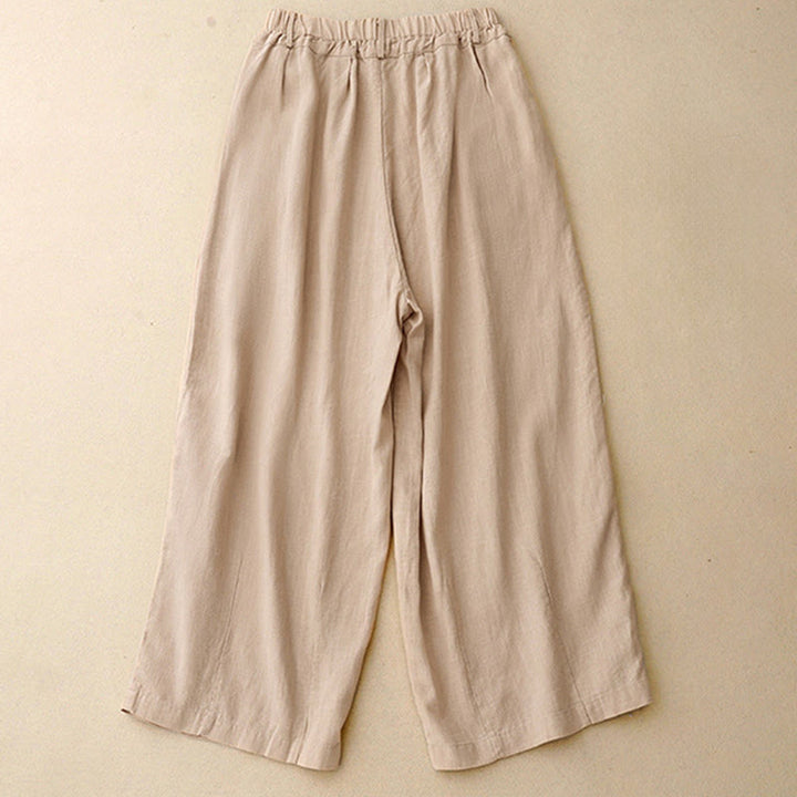 Buddha Stones無地コットン レディース ワイドレッグパンツ ポケット付き - image 12