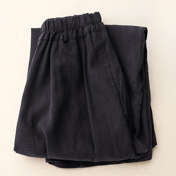 Buddha Stones無地コットン レディース ワイドレッグパンツ ポケット付き - image 26