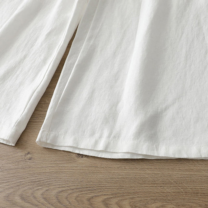 Buddha Stones無地コットン レディース ボタン ワイドレッグパンツ ポケット付き - image 15