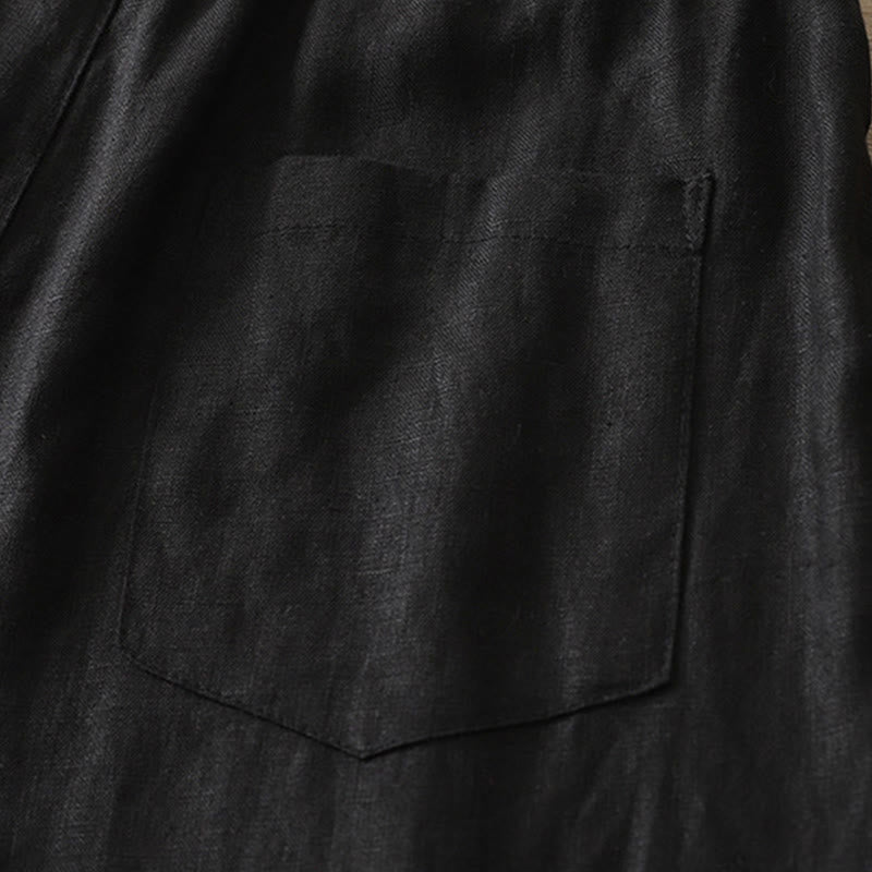 Buddha Stones無地コットン レディース ボタン ワイドレッグパンツ ポケット付き - image 19