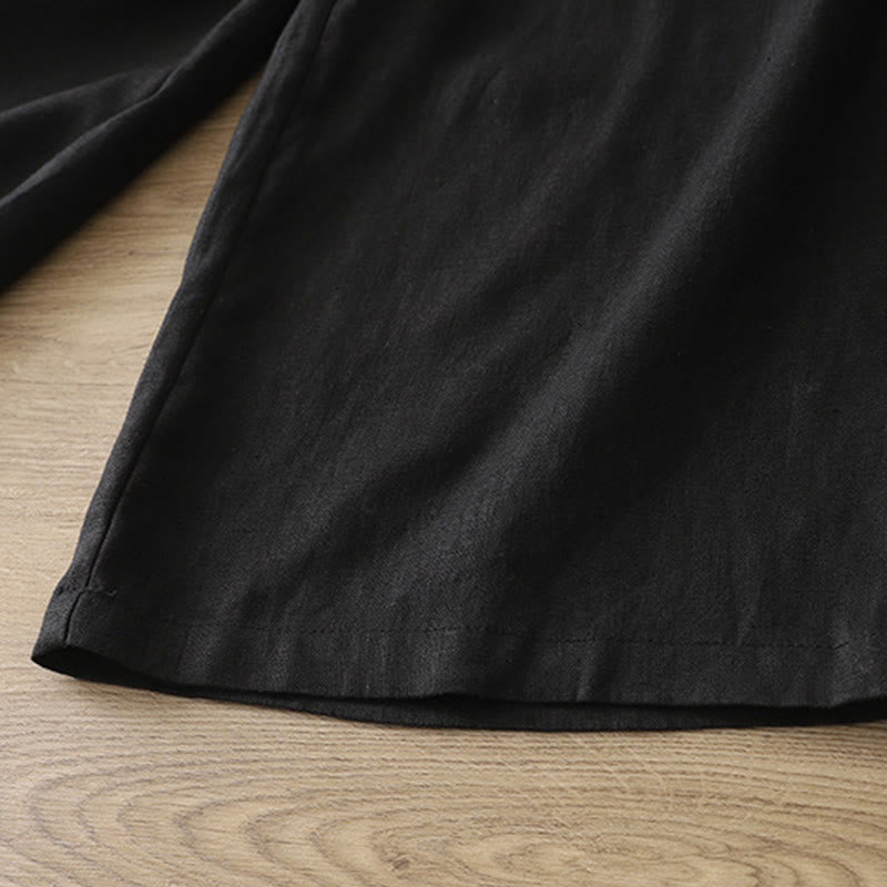 Buddha Stones無地コットン レディース ボタン ワイドレッグパンツ ポケット付き - image 18