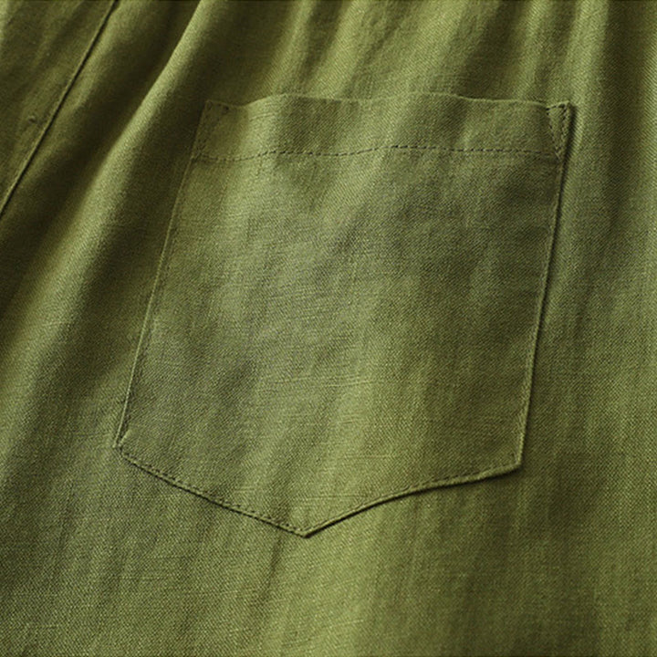 Buddha Stones無地コットン レディース ボタン ワイドレッグパンツ ポケット付き - image 24