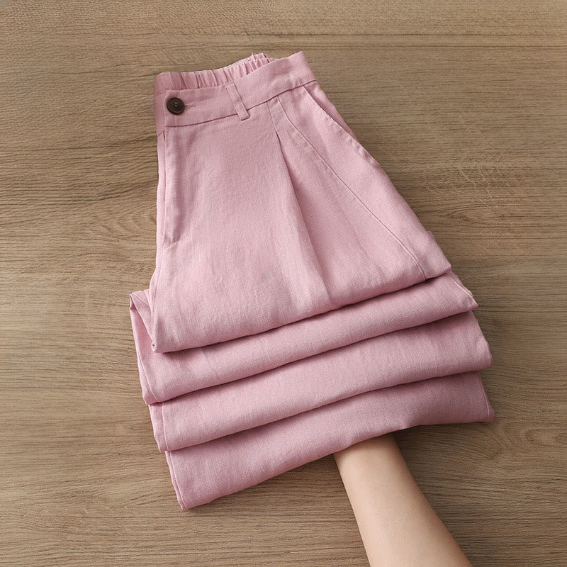 Buddha Stones無地コットン レディース ボタン ワイドレッグパンツ ポケット付き - image 26