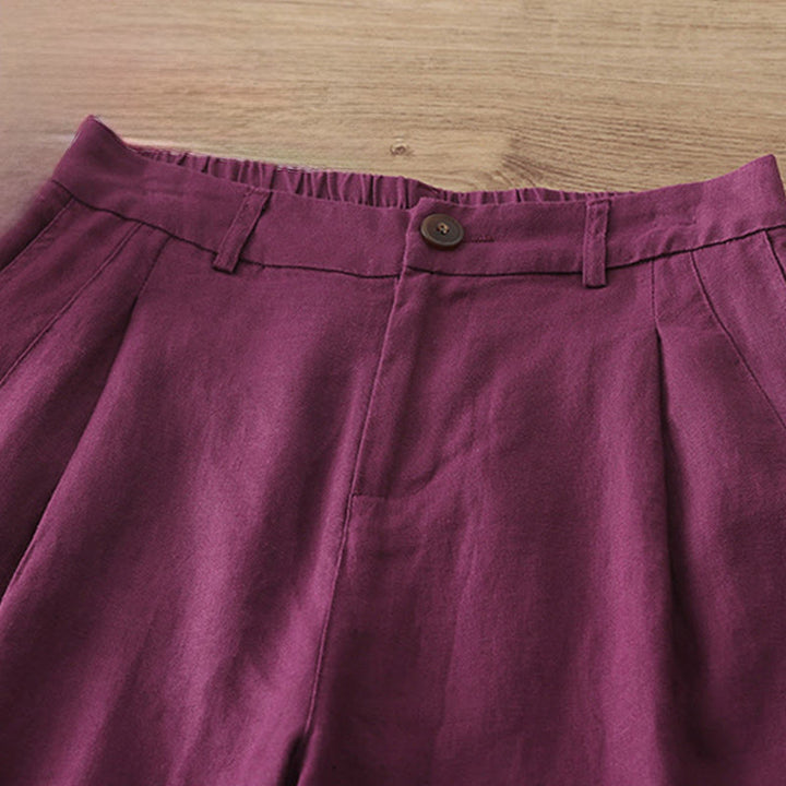 Buddha Stones無地コットン レディース ボタン ワイドレッグパンツ ポケット付き - image 31