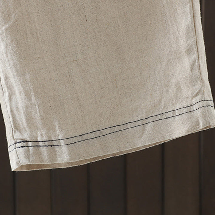 Buddha Stonesカジュアル スプライシングカラーロープ レディース コットン ストレートレッグパンツ ポケット付き - image 9