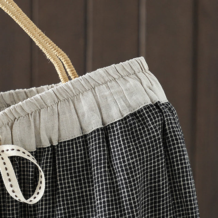 Buddha Stonesカジュアル スプライシングカラーロープ レディース コットン ストレートレッグパンツ ポケット付き - image 13