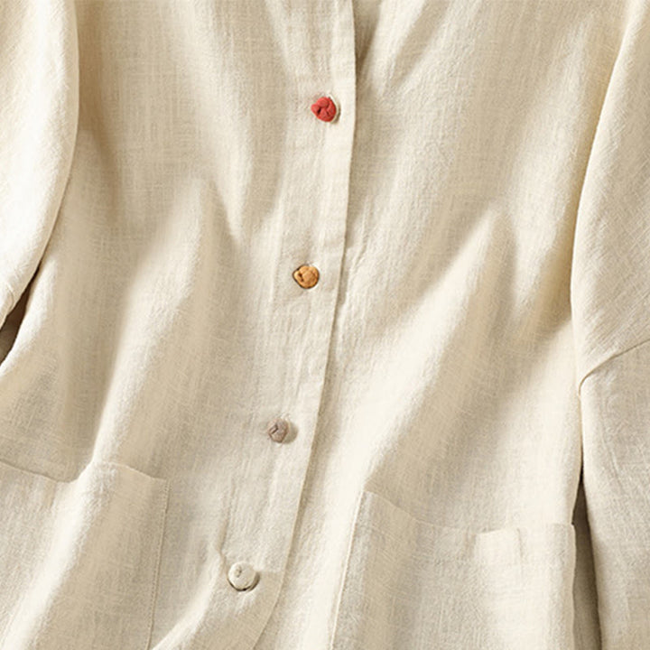 Buddha Stonesカジュアル フロッグボタン レディース 長袖 コットン ポリエステル シャツ ポケット付き - image 5