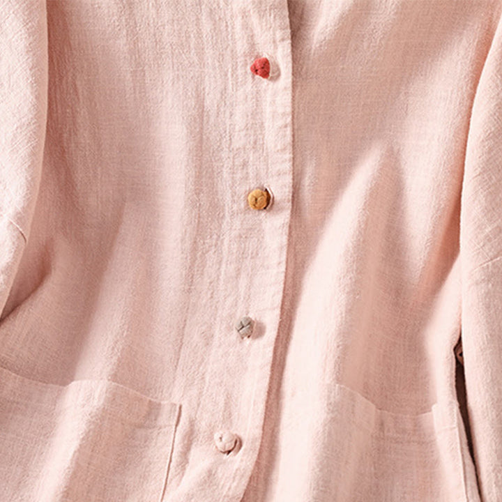 Buddha Stonesカジュアル フロッグボタン レディース 長袖 コットン ポリエステル シャツ ポケット付き - image 11