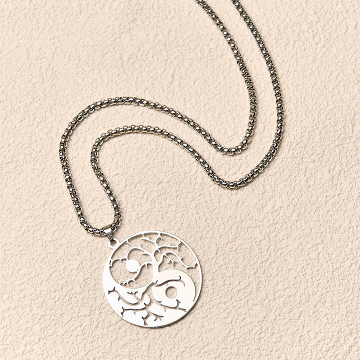Buddha Stonesの枝と中空の陰陽デザインステンレススチールのバランスネックレスペンダント - image 11