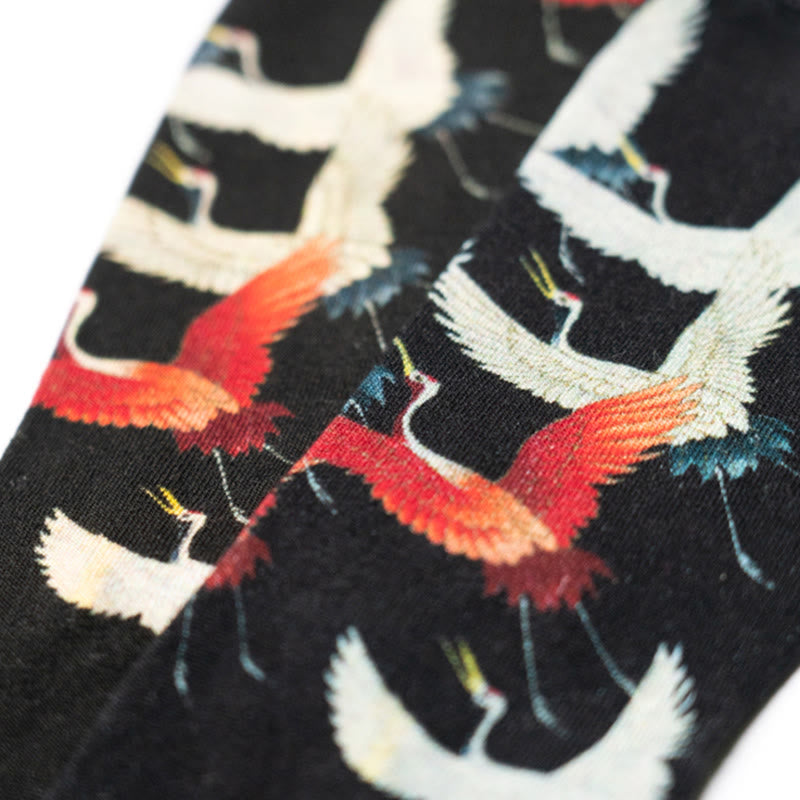 Buddha Stonesカジュアル ホワイト レッド クレーン マイクロクルー メンズ レディース ユニセックス ソックス - image 6