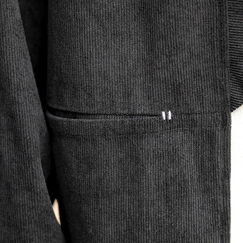 Buddha Stones無地 オープンフロント 長袖ジャケット メンズ コットン コーデュロイ 着物 ポケット付き - image 21