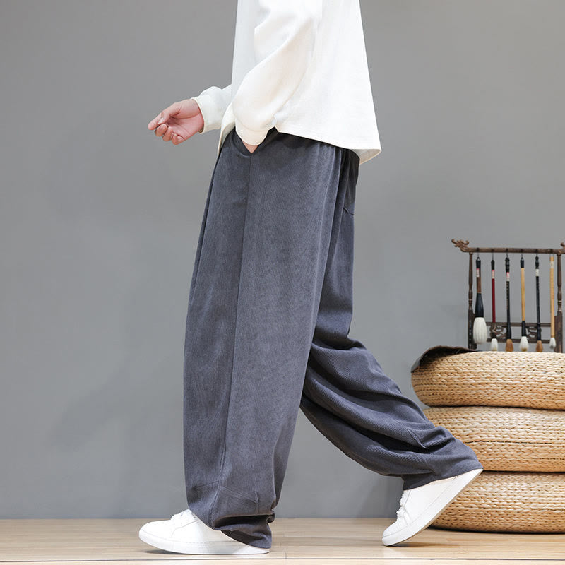 Buddha Stones無地 ピュアコットン コーデュロイ メンズ ハーレムパンツ ポケット付き - image 16