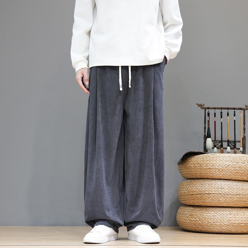 Buddha Stones無地 ピュアコットン コーデュロイ メンズ ハーレムパンツ ポケット付き - ライトスレートグレー - US/UK/AU46、 EU56 (5XL) - image 10