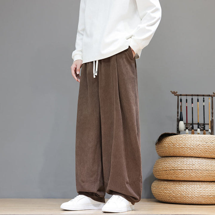 Buddha Stones無地 ピュアコットン コーデュロイ メンズ ハーレムパンツ ポケット付き - image 2