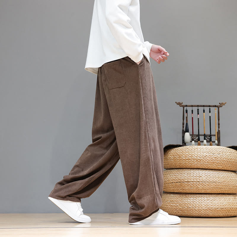 Buddha Stones無地 ピュアコットン コーデュロイ メンズ ハーレムパンツ ポケット付き - image 8