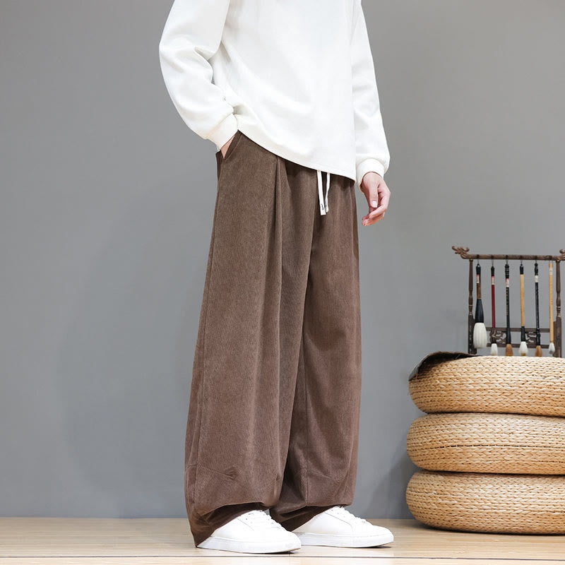 Buddha Stones無地 ピュアコットン コーデュロイ メンズ ハーレムパンツ ポケット付き - image 5