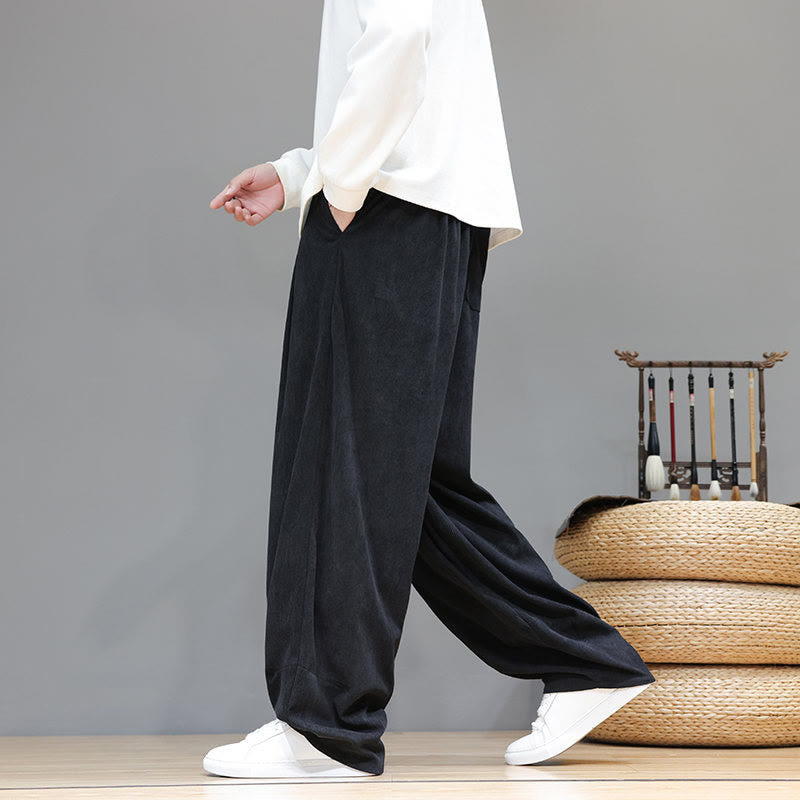 Buddha Stones無地 ピュアコットン コーデュロイ メンズ ハーレムパンツ ポケット付き - image 30