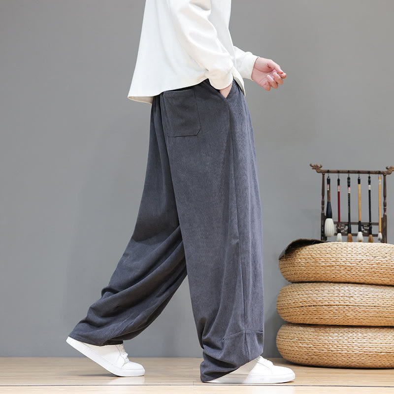Buddha Stones無地 ピュアコットン コーデュロイ メンズ ハーレムパンツ ポケット付き - image 18