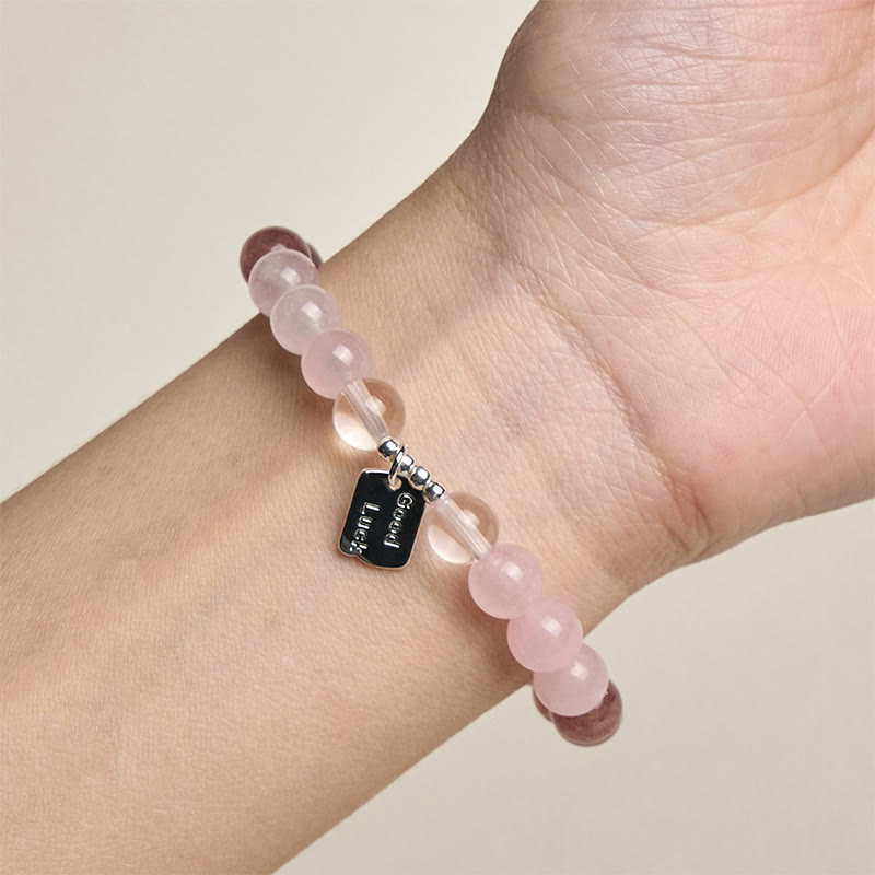Buddha Stonesアメジスト ローズクォーツ ストロベリークォーツ 幸運のお守りブレスレット - image 16