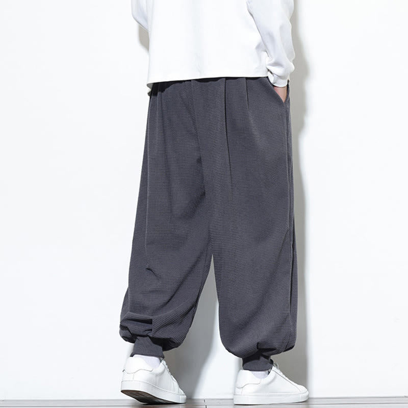 Buddha Stones秋 プレーン ドローストリング シンプルデザイン メンズ ハーレム コットン コーデュロイ パンツ ポケット付き - image 11