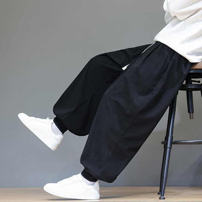 Buddha Stones秋 プレーン ドローストリング シンプルデザイン メンズ ハーレム コットン コーデュロイ パンツ ポケット付き - image 38