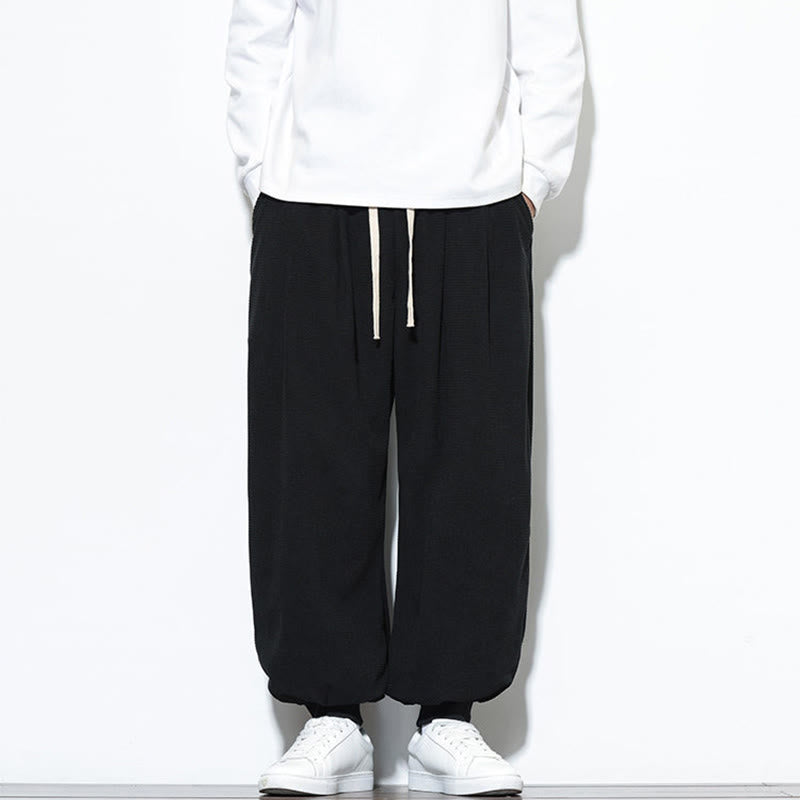 Buddha Stones秋 プレーン ドローストリング シンプルデザイン メンズ ハーレム コットン コーデュロイ パンツ ポケット付き - image 25