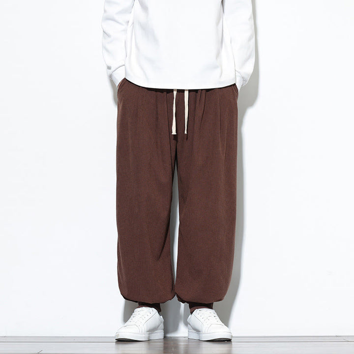 Buddha Stones秋 プレーン ドローストリング シンプルデザイン メンズ ハーレム コットン コーデュロイ パンツ ポケット付き - サドルブラウン - US/UK/AU46、 EU56 (5XL) - image 56