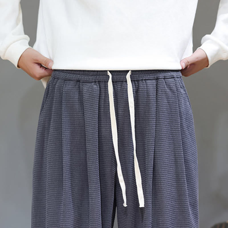 Buddha Stones秋 プレーン ドローストリング シンプルデザイン メンズ ハーレム コットン コーデュロイ パンツ ポケット付き - image 17