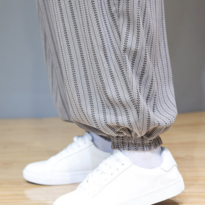 Buddha Stones秋 ストライプ柄 ドローストリング メンズ ハーレム コーデュロイ パンツ ポケット付き - image 52