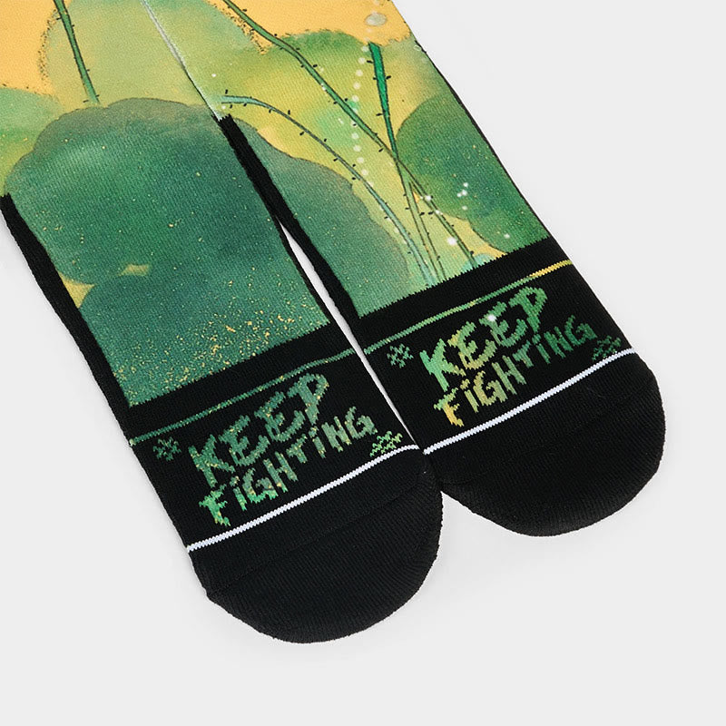 Buddha Stonesカジュアル ベージュ 蓮の花 葉 マイクロクルー メンズ レディース ユニセックス ソックス - image 3