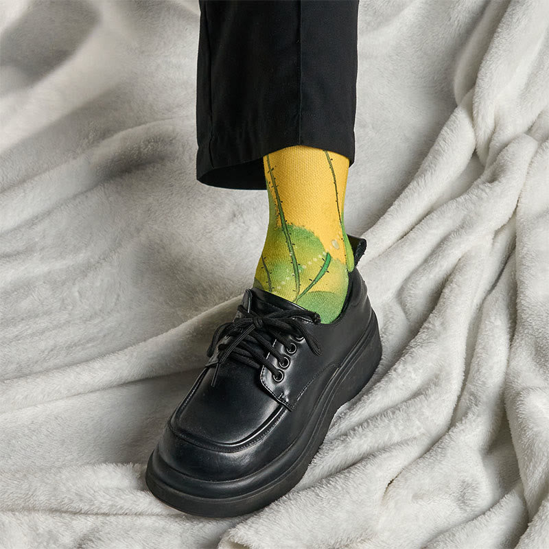 Buddha Stonesカジュアル ベージュ 蓮の花 葉 マイクロクルー メンズ レディース ユニセックス ソックス - image 6