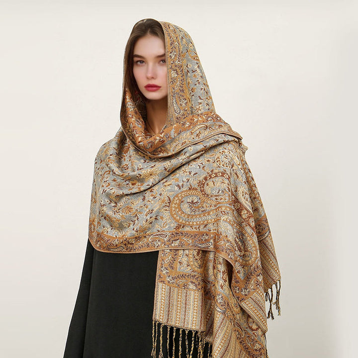 Buddha Stonesエスニック デイリー チベット ペイズリー柄 タッセル コージー スカーフ ショール - ペールターコイズ - 70×180cm - image 34